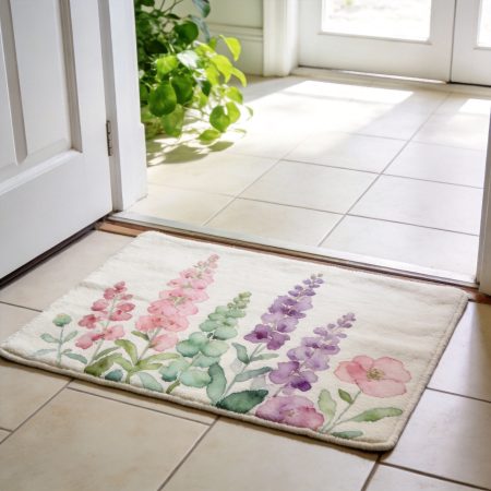 Soft Watercolor Botanical Floral Doormat