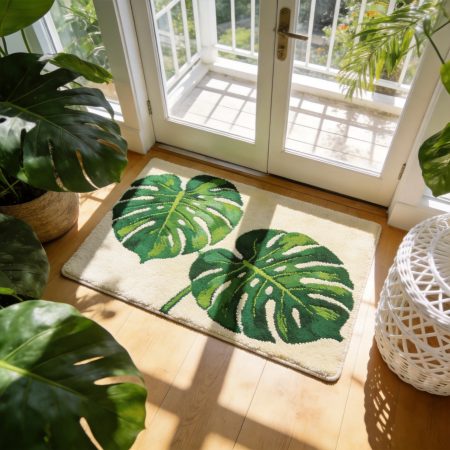 Lush Tropical Monstera Leaf Print Doormat